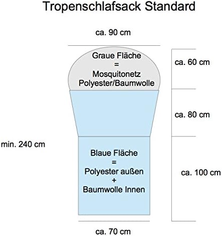 Nomaquito - Ultraleichter Tropenschlafsack mit integriertem LLI-Moskitonetz Tropenbeige XXL Comfort,