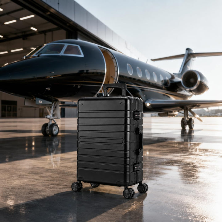 Travelhouse® Oslo M Koffer Trolleys ohne Reissverschluss Schwarz 70L Schwarz M, Schwarz M