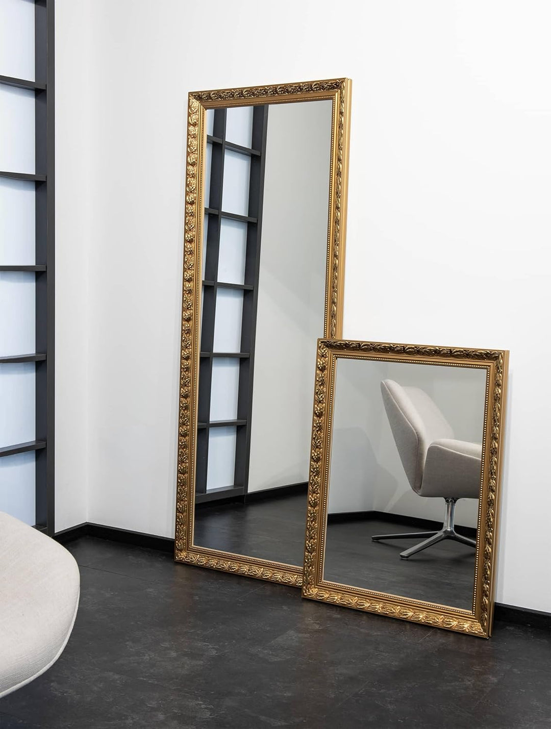 Wandspiegel, 70 x 170 cm, Holz, Schwarz, Ganzkörperspiegel für alle Wohnbereiche, Hoch- & Querformat