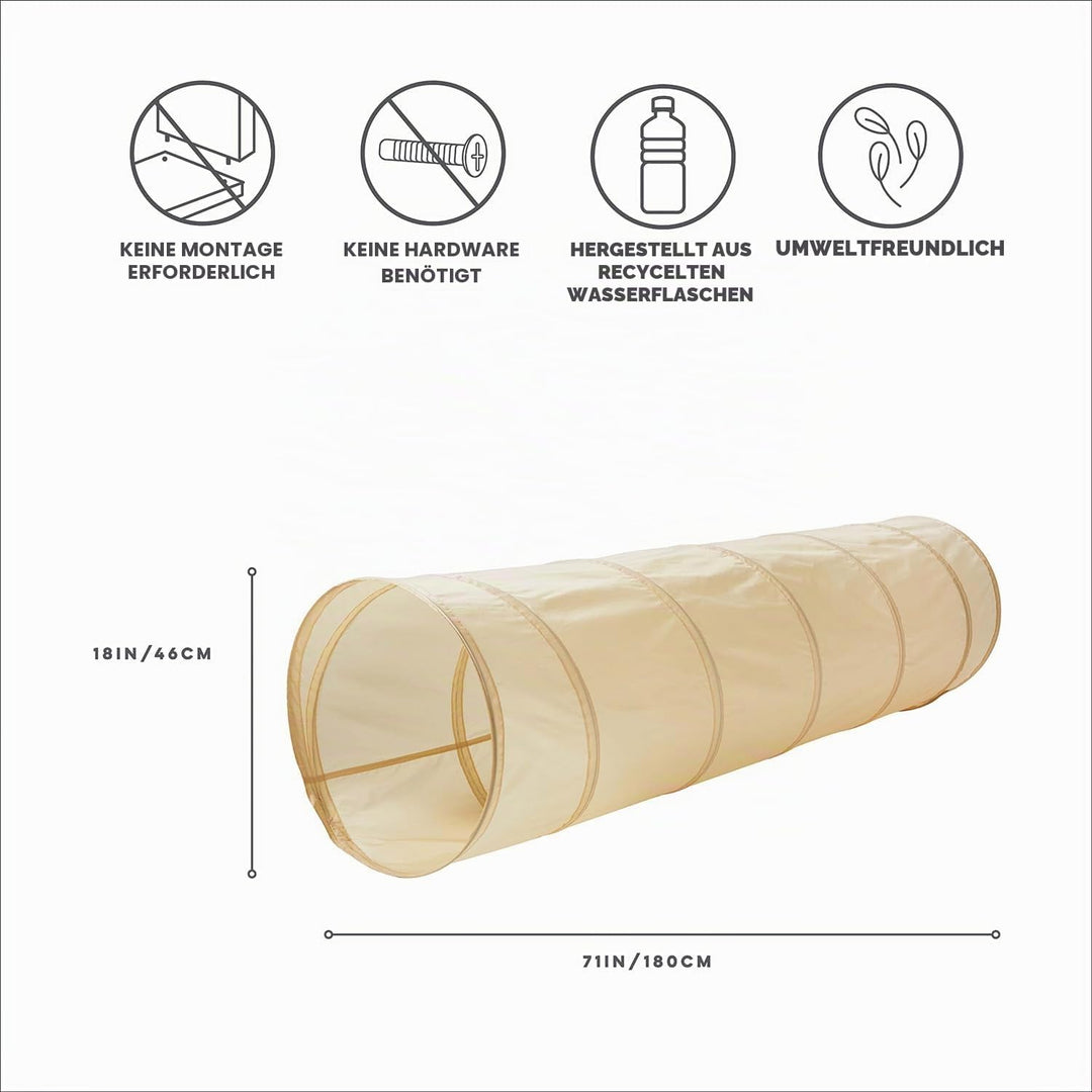 3 Sprouts - Krabbeltunnel für Kinder ab 1 Jahr – Spieltunnel Indoor &amp; Outdoor - Beige, Beige