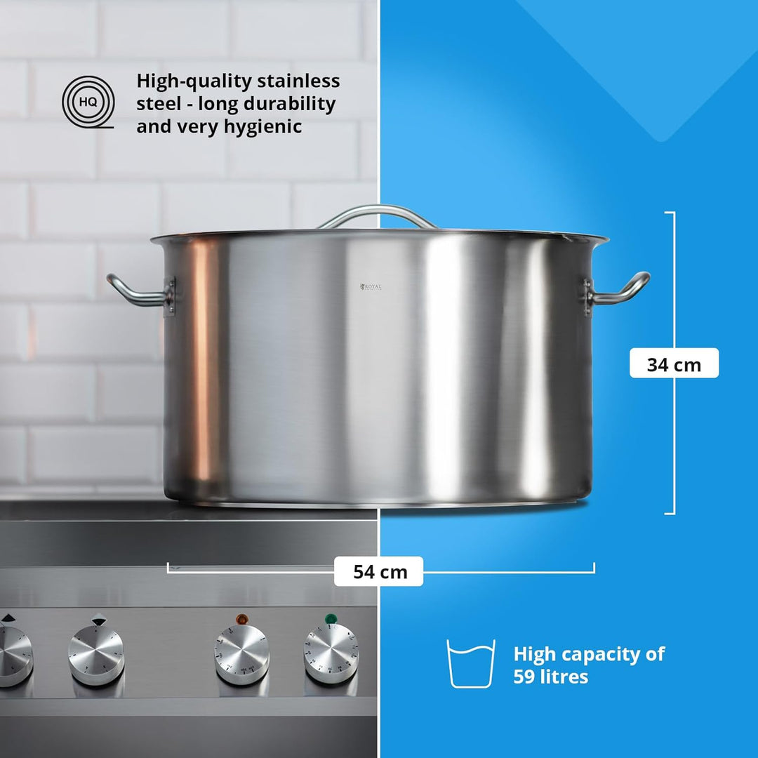 Royal Catering Kochtopf Induktion 59 L Ø 50 cm mit Deckel Edelstahl-Topf Induktionsherd-Topf Indukti