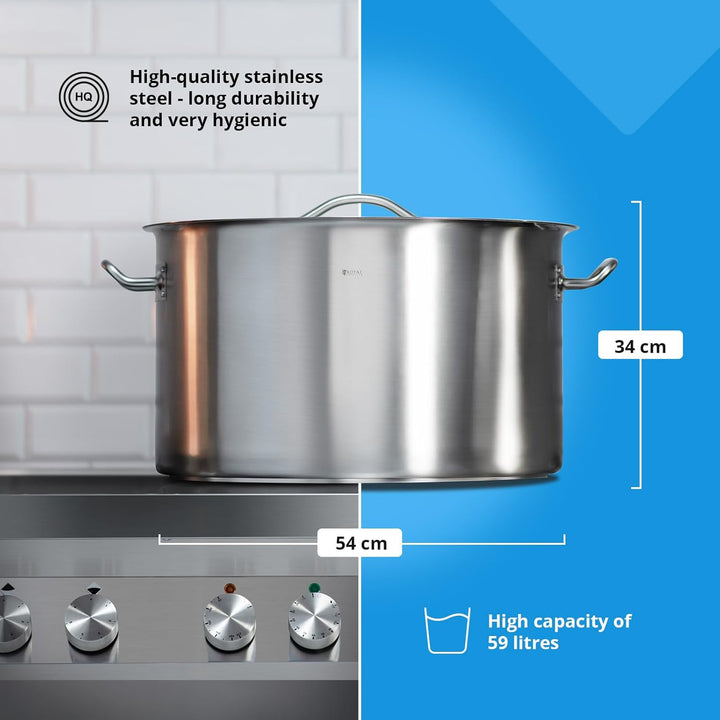 Royal Catering Kochtopf Induktion 59 L Ø 50 cm mit Deckel Edelstahl-Topf Induktionsherd-Topf Indukti