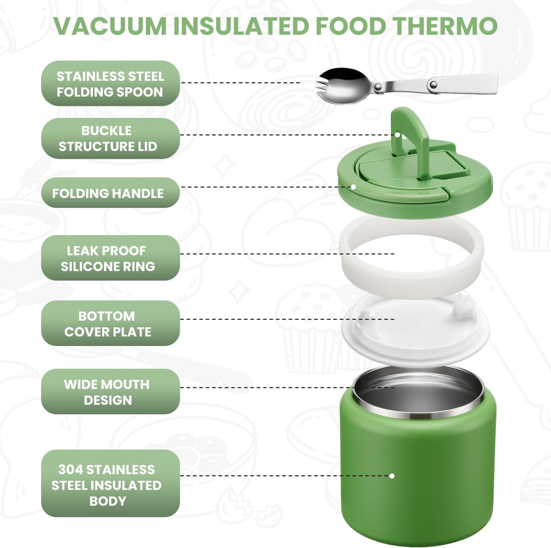 Itslife Thermobehälter für Essen 760ml, Edelstahl Warmhaltebehälter Essen mit Löffel, Thermo Lunchbo