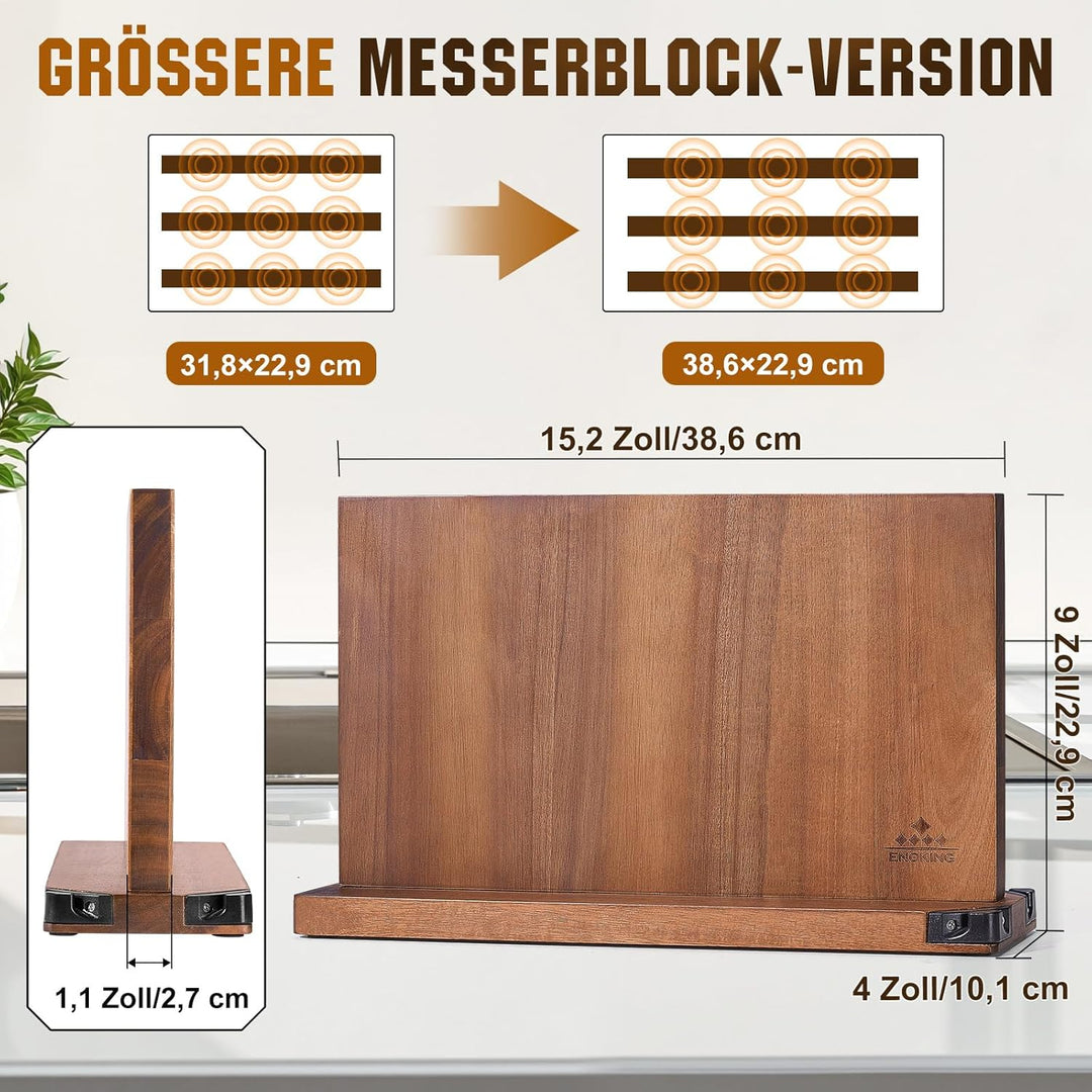 ENOKING Spitzenklasse Plus Messerblock Magnetisch Ohne Messer 38.6 x 23 cm, Doppelseitiger Magnet Me