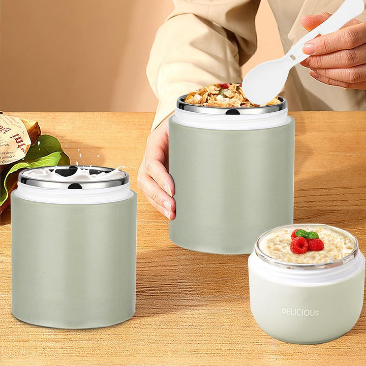 Chedin Müslibecher To Go mit Deckel, Edelstahl Porridge Becher 730ml Auslaufsicher joghurtbecher to