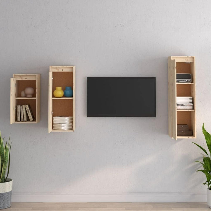 homiuse Wohnzimmer TV-Schränke 3 STK. Massivholz Kiefer Klassischen TV Schrank Set Wohnzimmer MöBel