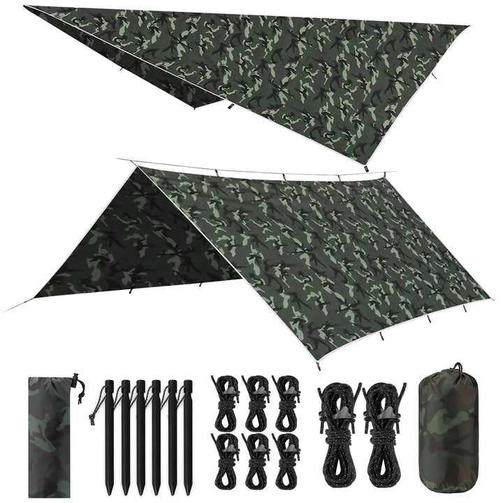Tarp 3x4M Wasserdicht, Ultraleicht Camping Zeltplane, mit 15 Öse+6 Aluminiumstifte+8 Nylonseile, Ant