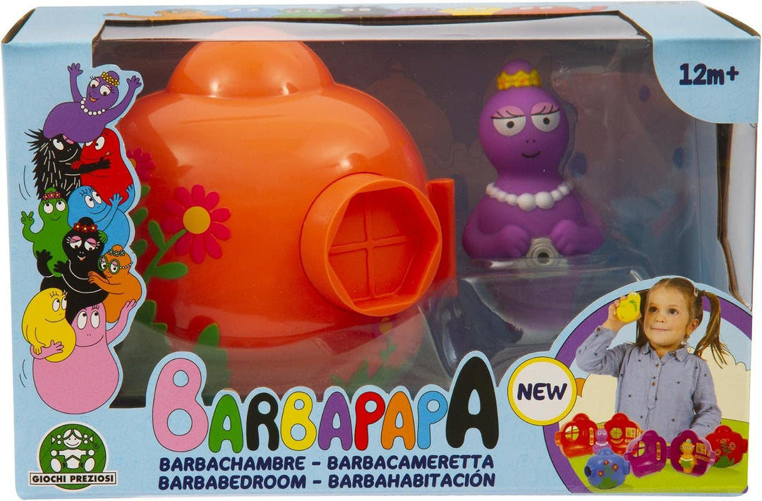 Giochi Preziosi Barbapapa Barpapapà-Lachs-Häuschen mit Blumenmalerei aussen Tür und Fenster zum Öffn