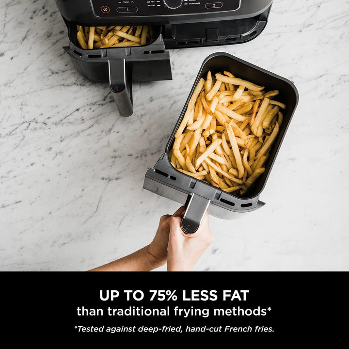 Ninja Foodi AF300UK Heissluftfritteuse mit zwei Zonen, 7,6 L, Schwarz