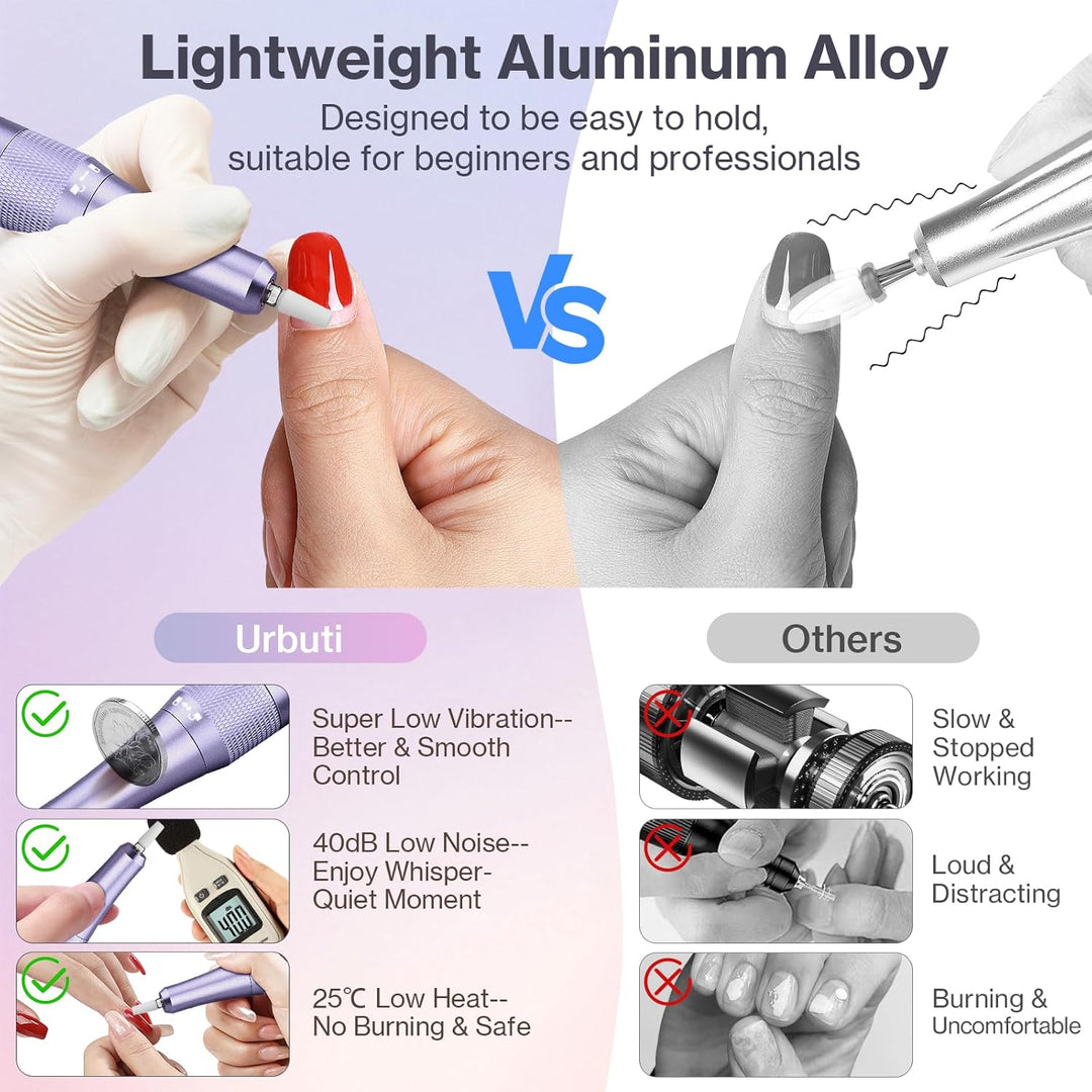 Elektrische Nagelfeile Nagelfräser Professioneller, 40000U/Min, LCD Maniküre Pediküre Set mit Multif