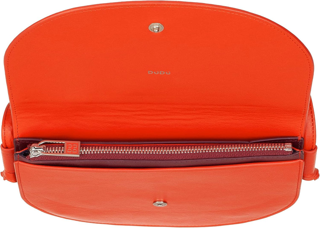 DuDu Damen Umhängetasche aus Leder, kompaktes schlankes Design Handtasche mit Knopfverschluss, verst