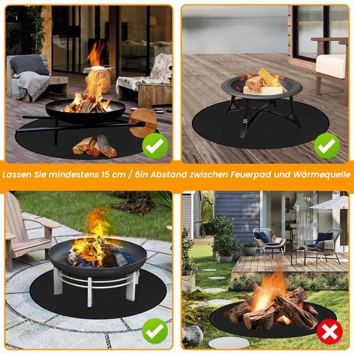 Feuerfeste Unterlage Rund, Wasserdicht Feuerschutzmatte Rund Feuerfeste Matte für Feuerschale Feuerf