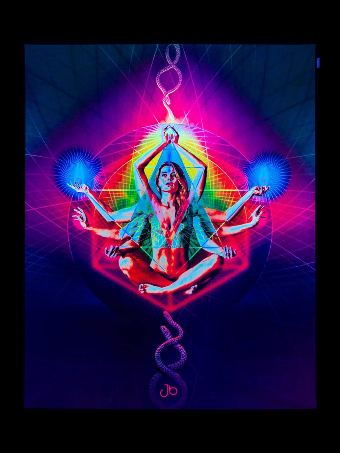PSYWORK Schwarzlicht Stoffposter Neon | Resonance | 1,10 x 1,37m | UV-aktiv | fluoreszierend | Wandb