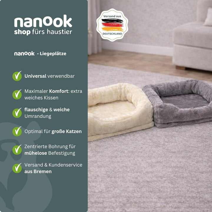nanook Kratzbaum Liegeplatz Top für Katzen - Fensterbank Liege - Abnehmbarer Bezug - Plüschrand - XX