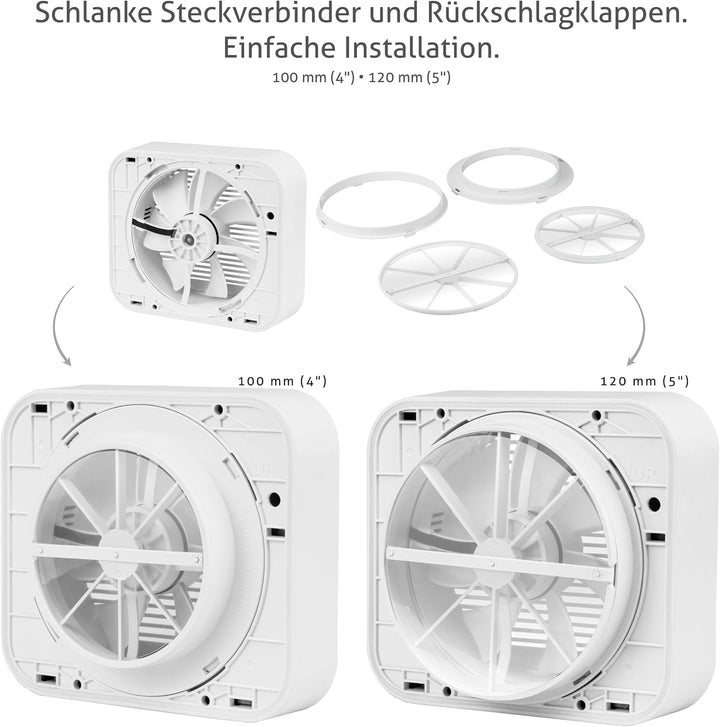 Turbionaire Axio 1012 HTR, Badventilator, Feuchtigkeitssensor, 8 Geschwindigkeiten, Timer, Fernbedie