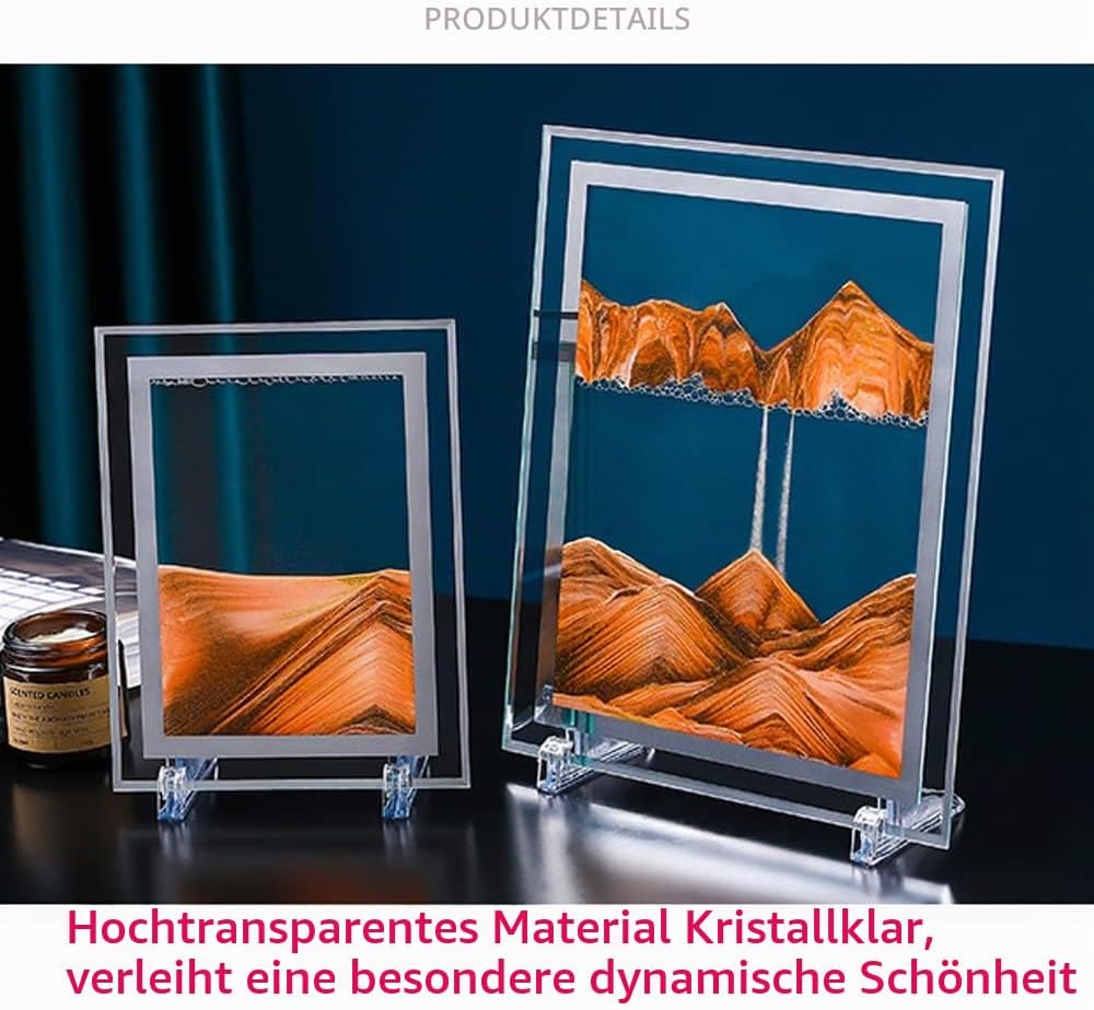 Bewegliches Sandkunstbild, dynamisches Sandbild, goldene Desktop-Sandkunst für Heimdekoration und Bü