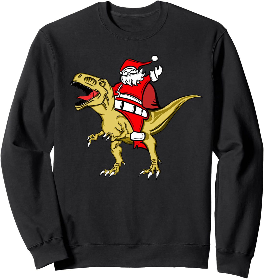 Santa Riding Dinosaur T Rex Shirt, Christmas Boys Xmas Gift Sweatshirt