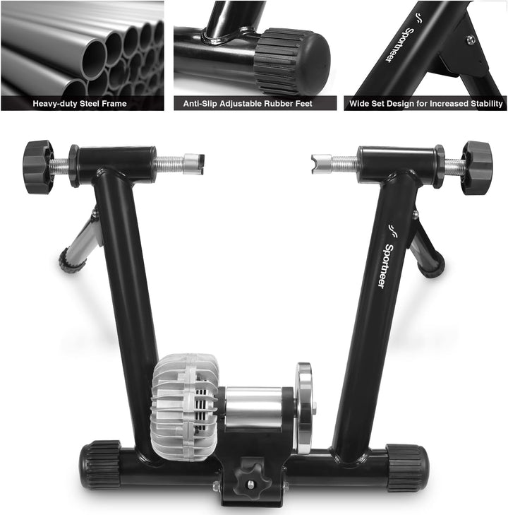 Sportneer Rollentrainer Fahrrad Fluid Bike Trainer Ständer, Indoor Fahrrad Training Stand Schwarz Fl