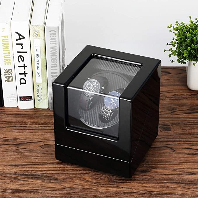 Uhrenbeweger 2 Uhren 5 Drehmodis Watch Winder für Automatikuhren Holz (5, Uhrendreher für Automatiku