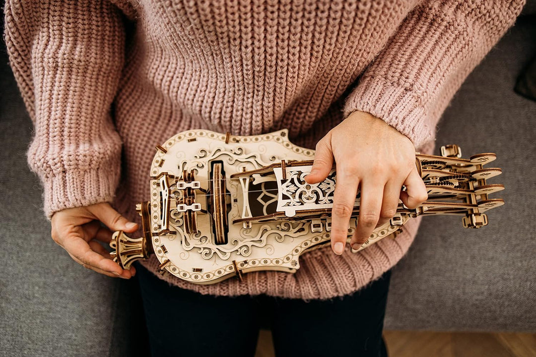 Wood Trick Lyra da Vinci 3D-Holzpuzzle für Erwachsene und Kinder - Hurdy Gurdy Kit Musikinstrument -