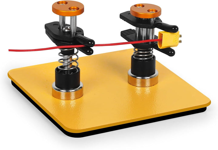 Toolour PCB halter T-10P-G,10 x 10 x 0,5 cm, Doppelfederhalterung mit Metallsäulen, Gelbe Grundplatt