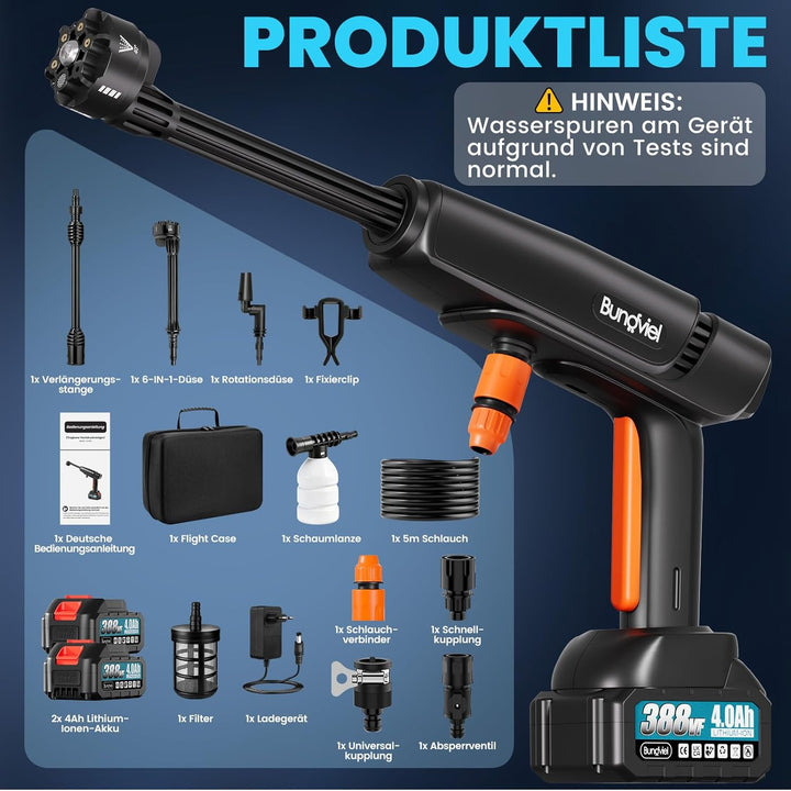 Akku Hochdruckreiniger Kompatibel mit Makita Akku,Bürstenloser Motor,180 Bar 294 L/H Mobiler Druckre