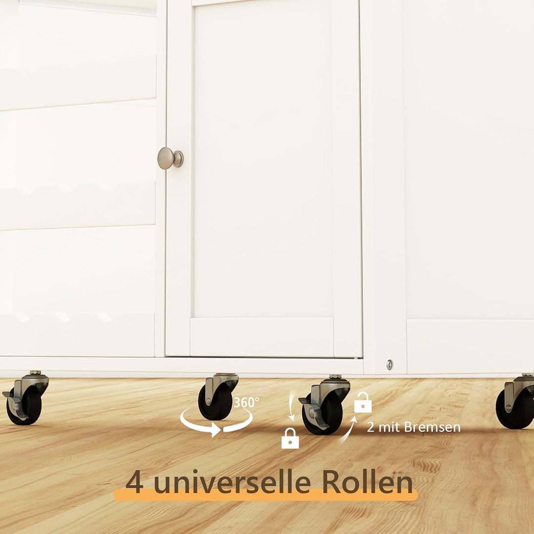 GIANTEX Küchenwagen auf Rollen, bewegliche Kücheninsel mit Arbeitsplatte, Küchenregal mit Flaschenab
