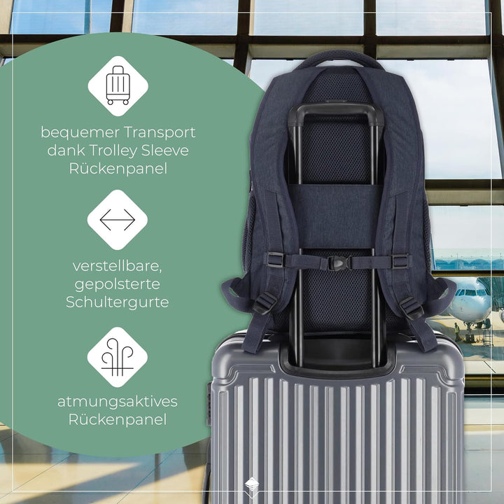 Travelite Handgepäck Rucksack, Laptop Rucksack 15,6 Zoll, BASICS, Daypack, Tagesrucksack mit vielen
