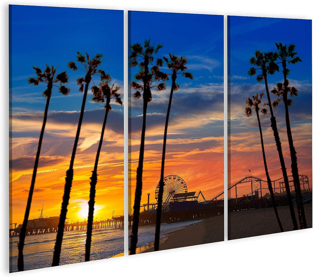 islandburner Bild auf Leinwand Santa Monica Kalifornien Sonnenuntergang Am Pier Bilder Wandbilder Po