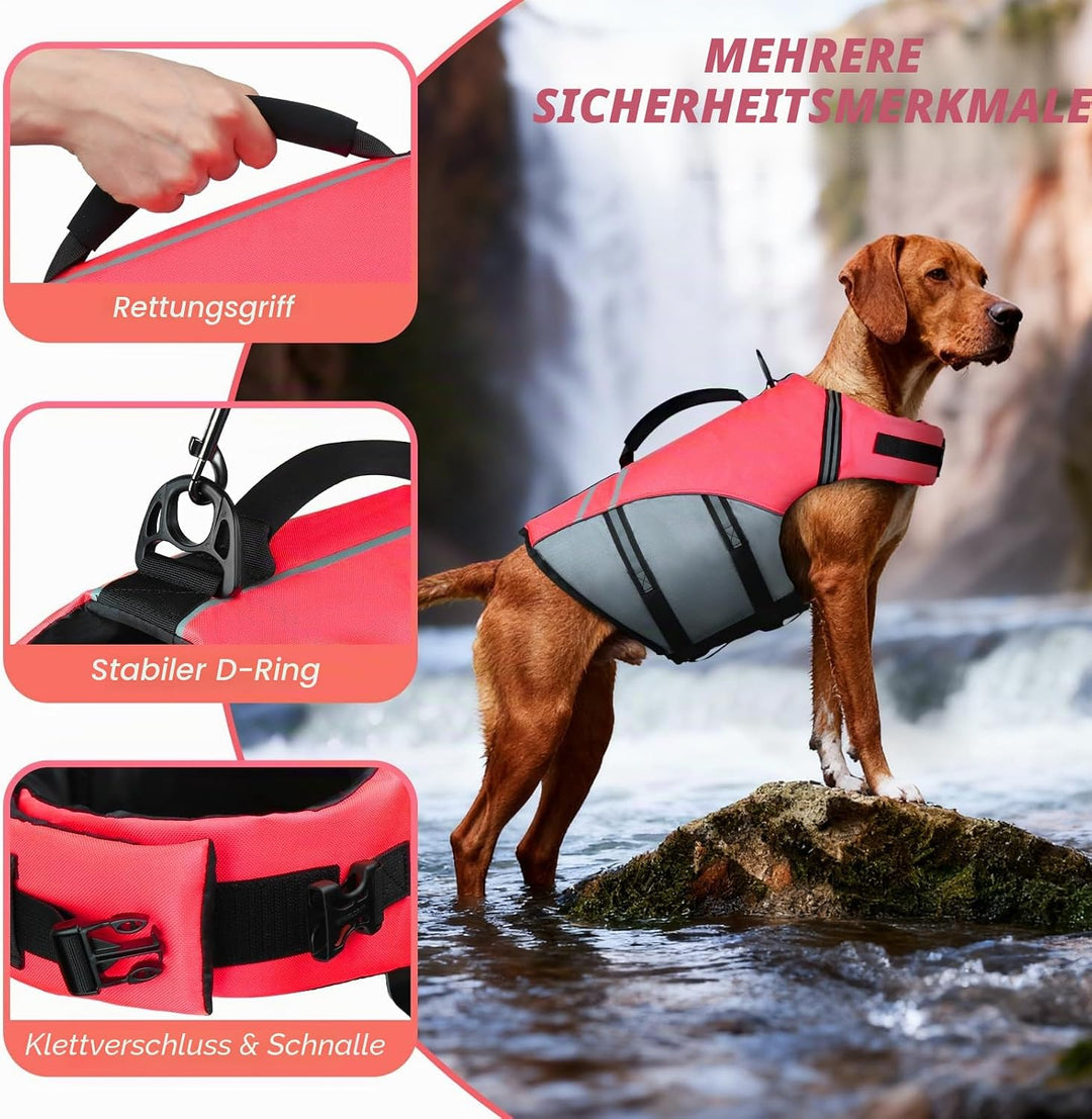 VIVAGLORY Sports Style Hundeschwimmweste, Rettungswesten Für Hunde Bootfahren, Auftrieb & Schwimmhil