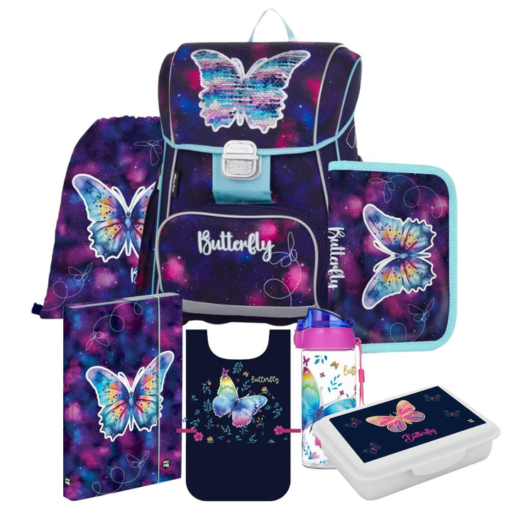 Butterfly Schmetterling 10 Teile Set SCHULRANZEN RANZEN Tornister Federmappe Tasche Schultüte 85 cm
