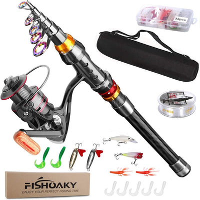 Angelrute Teleskoprute, Fishing Rod, FishOaky Carbon Fiber Angelruten Angeln Rute Pole für Salzwasse