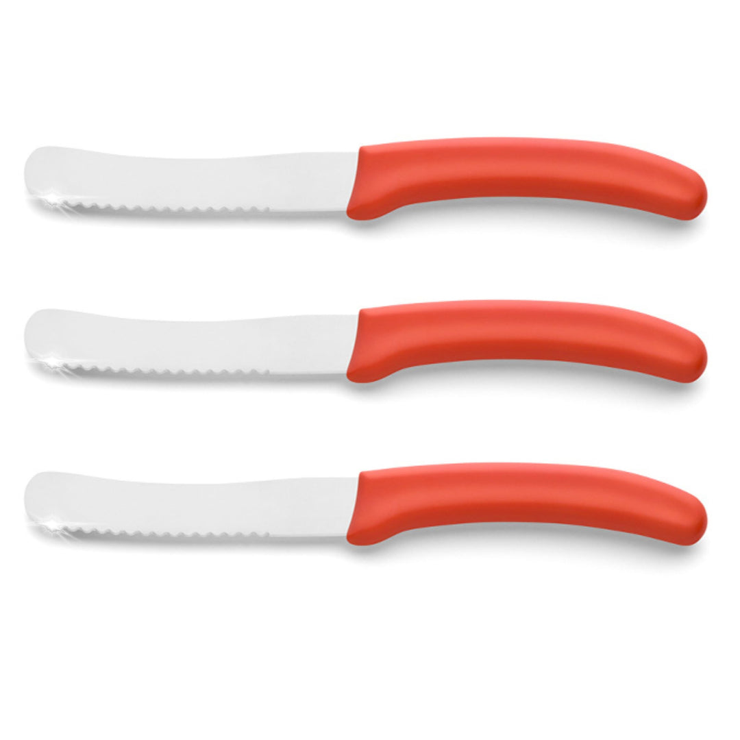 Kuppels Frühstücksmesser-Set 3-tlg, Wellenschliff-Klingen, Rot, Solingen | Tomatenmesser, Brötchenme
