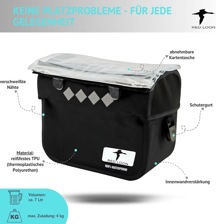 Red Loon Fahrrad Lenkertasche Fahrradtasche vorne Pro Lenkertasche - wasserfeste Fahrradtasche Lenke