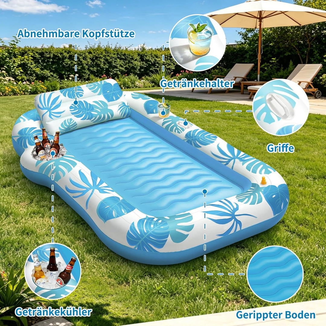 JONRRYIN Luftmatratze Pool für Erwachsene, Tanning Pool mit Sprühfunktion & Getränkehalter, 215 * 15