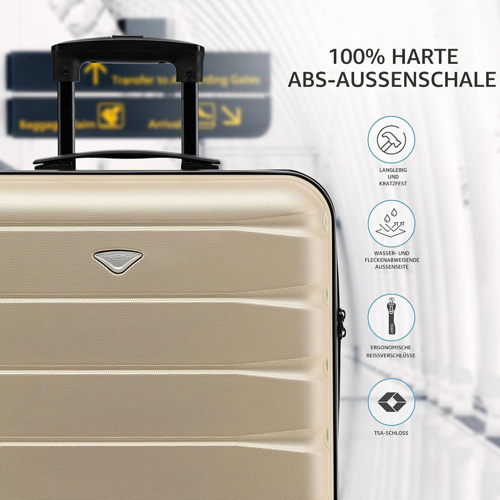 Flight Knight Leichte 4-rad-abs-hartschalenkoffer, Handgepack, Zugelassen Fur Fluggesellschaften, Ei