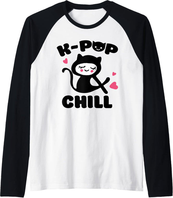 K-Pop and Chill mit niedlicher Kawaii Katze Raglan