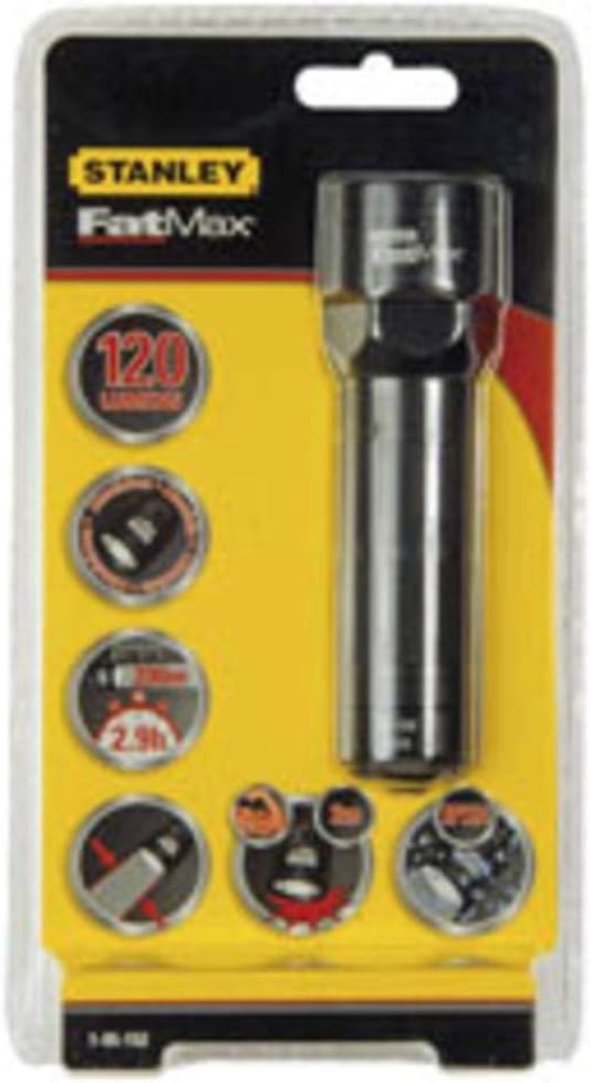 Stanley FatMax Aluminium-Stablampe (3 AAA-Batterien, 120 lm, mit Handschlaufe, aus Aluminium, bruchs