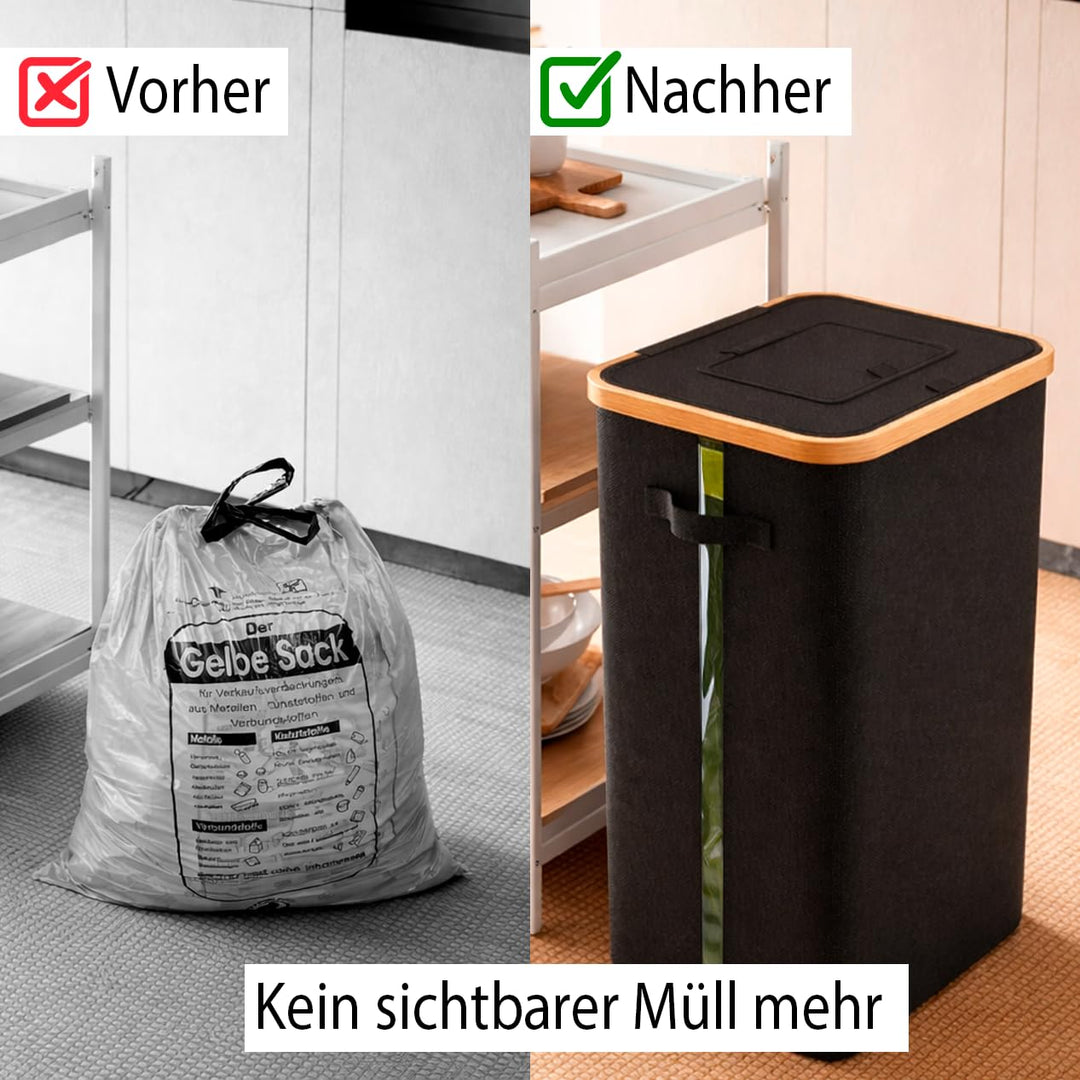 Gelber Sack Ständer Stabil mit Deckel – Mülleimer 70-120L für Gelbe Säcke & Recycling | Praktischer