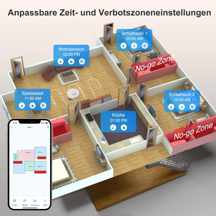 AIRROBO GT21 Saugroboter mit Wischfunktion, 3.5L Staubsauger Roboter mit Absaugstation, 180Min Laufz