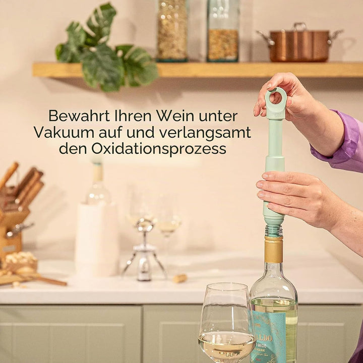 Vacu Vin Weinpumpe Loop - Vakuum Weinflaschenverschluss - 1 Pumpe 1 Stopper aus 98% Recyceltem Mater