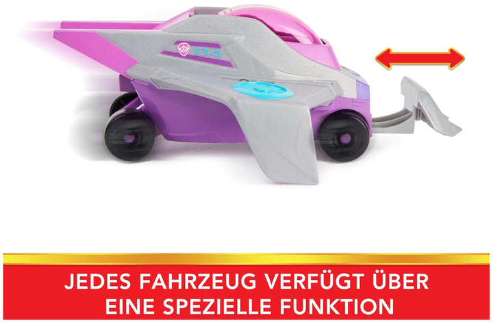 PAW PATROL, Aqua Pups - Basis Fahrzeug Spielzeugauto im Rochen-Design mit Skye Welpenfigur, Spielzeu