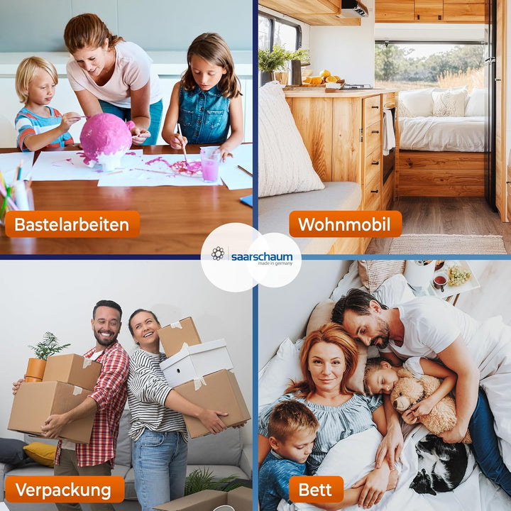 Saarschaum • Schaumstoffstreifen Matratzenverlängerung • Schaumstoff Zuschnitt • Bett Lückenfüller •