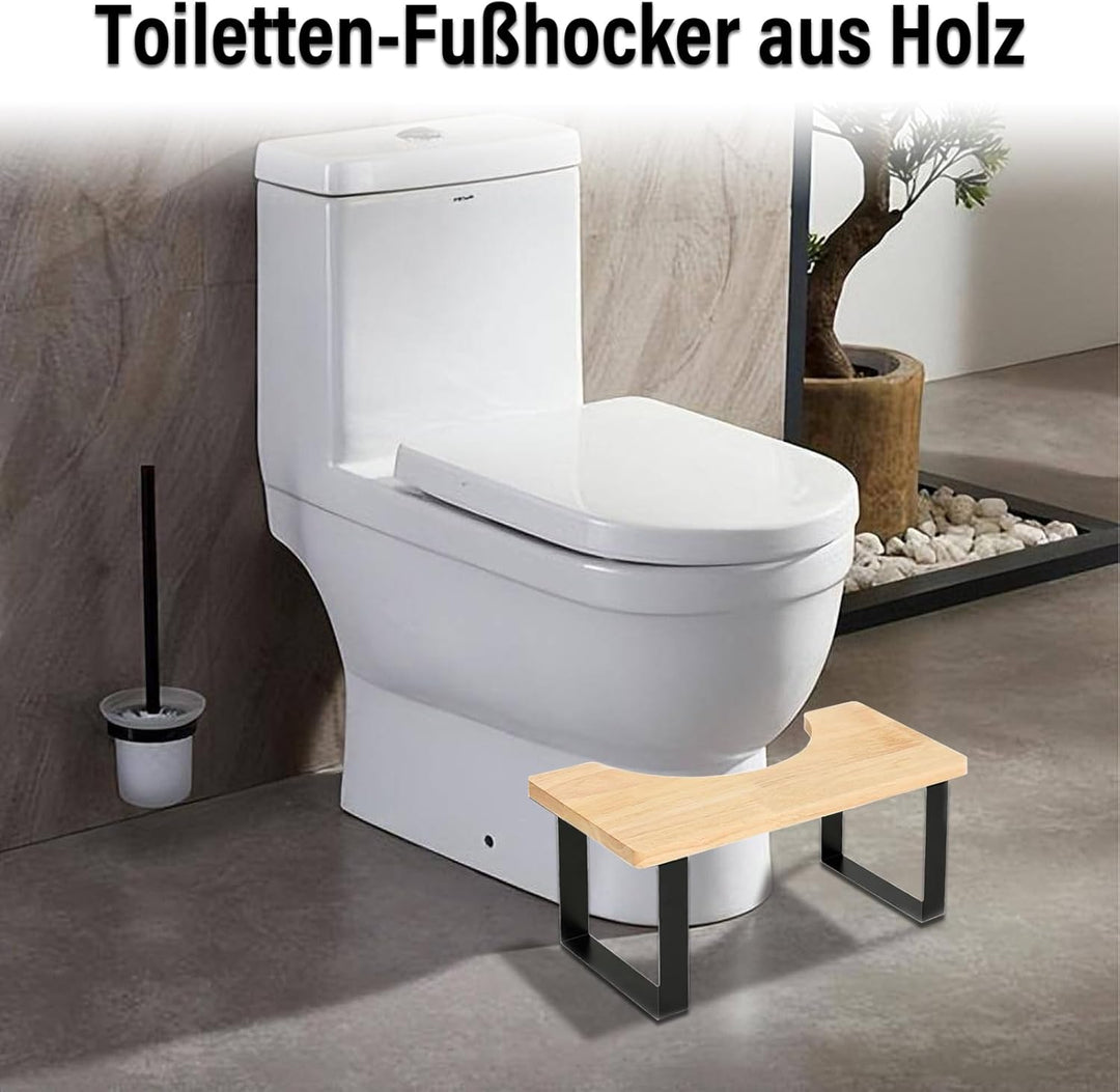 Holz mit Metall Toilettenhocker 9 Zoll / 23 cm Kothocker Erwachsene Badezimmer Anti-Rutsch-Hocker WC