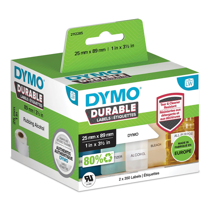 DYMO 2112285 Etiketten Rolle 89 x 25mm Polypropylen-Folie Weiss 700 St. Permanent Universal-Etikette