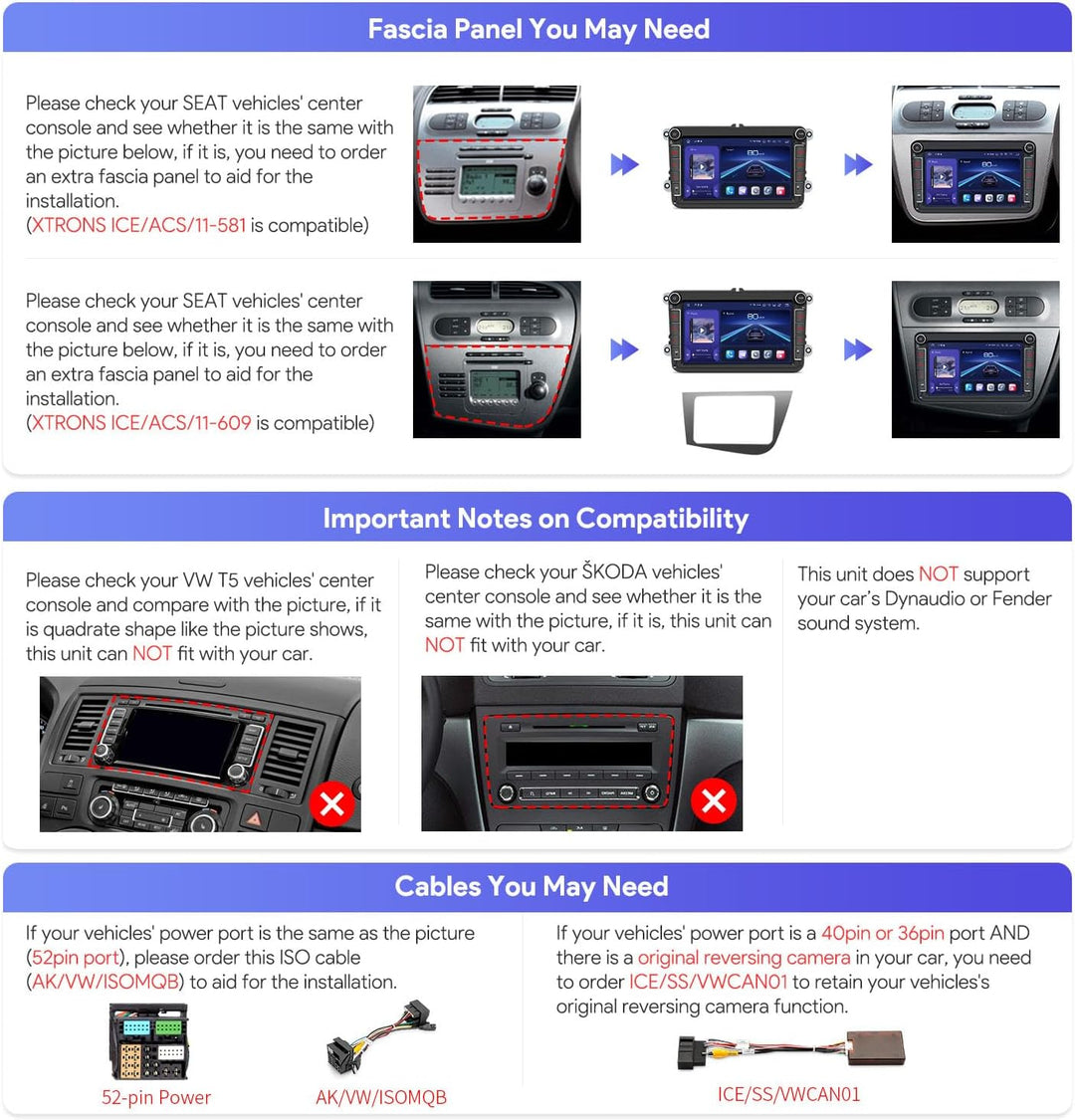 XTRONS Android 14 Autoradio für VW T5 Golf 5 6 Passat B7 Polo, 8 Zoll QLED Touchscreen Qualcomm Octa