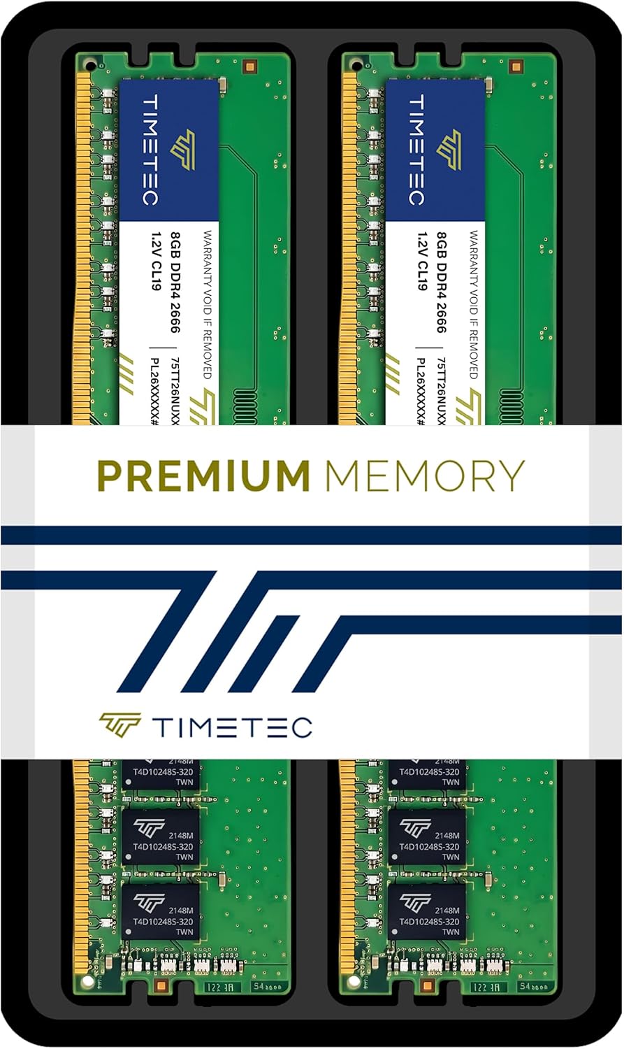 Timetec 16GB KIT (2x8GB) DDR4 2666MHz PC4-21300 Unbuffered Non-ECC 1.2V CL19 1Rx8 Single Rank 288 Pi