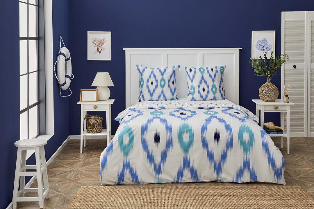 Nautica Home Ikat BETTWÄSCHE Set Renforce 100% Baumwolle Wendebettwäsche Reissverschluss YKK 200x200