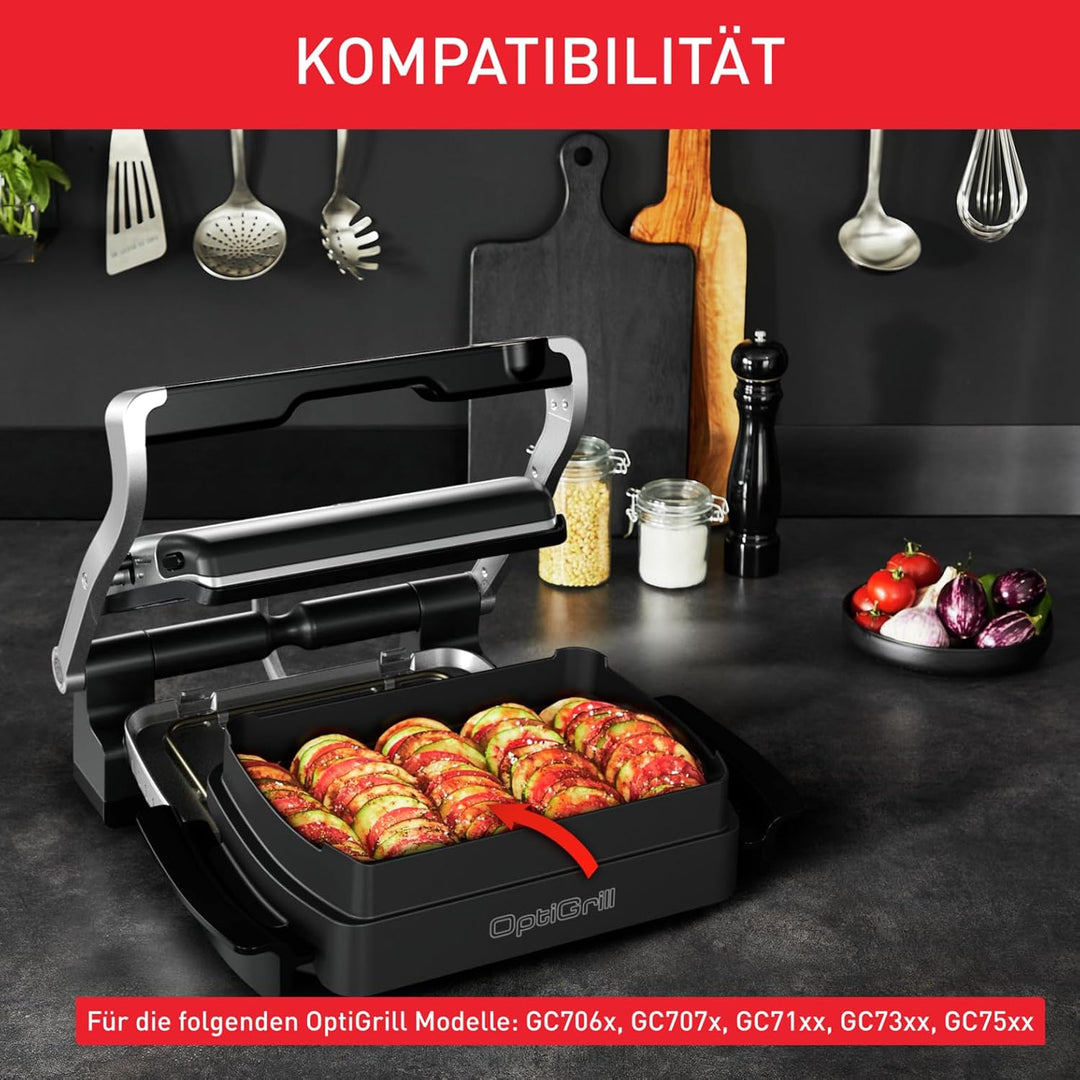 TEFAL OptiGrill Snacking & Baking Backschale XA725870| antihaftbeschichtet | wärmeisolierte Griffe |