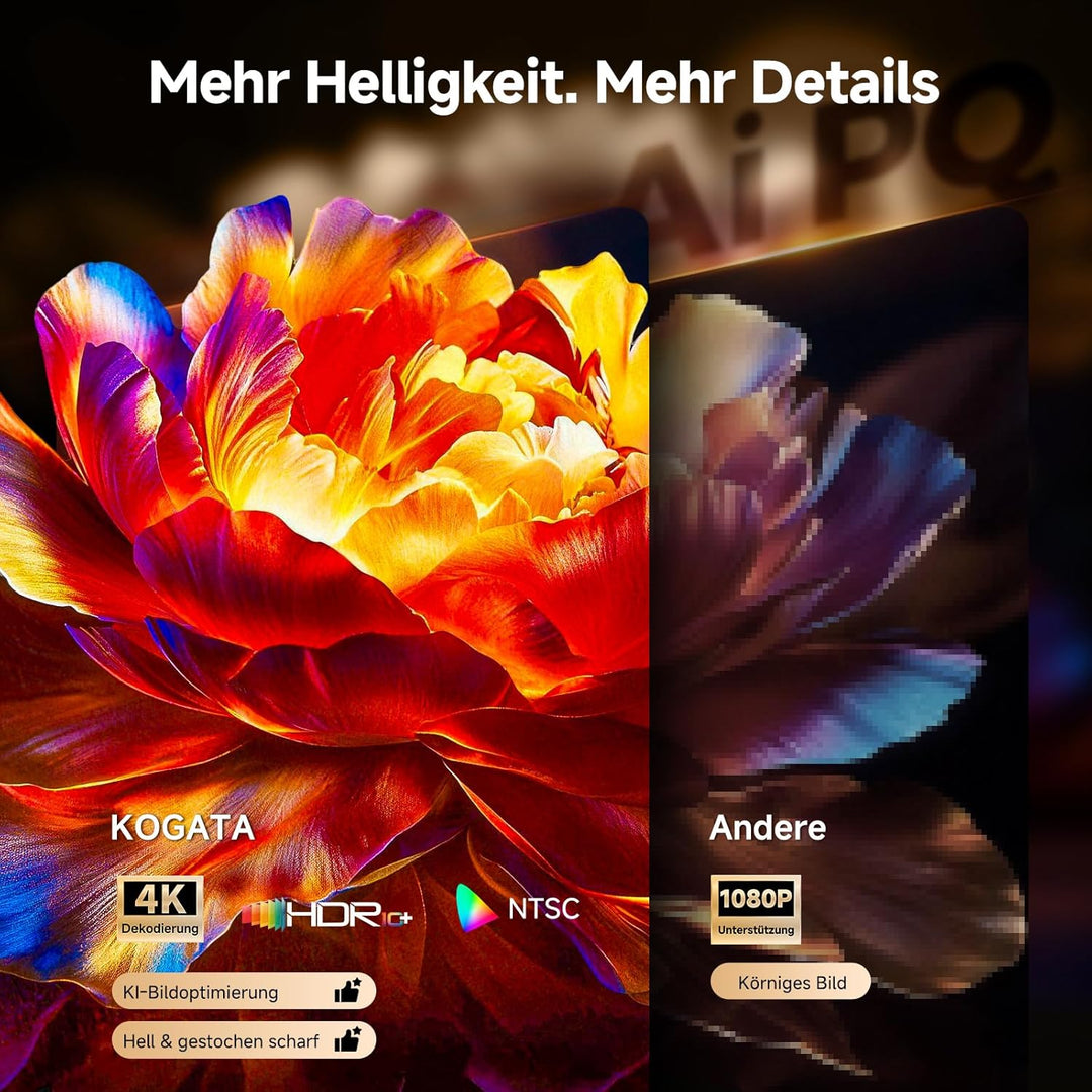 4K Smart Beamer mit WLAN &amp; Bluetooth, KOGATA Projektor mit Autofokus, 6D Keystone, HDR10+ | Kompatib
